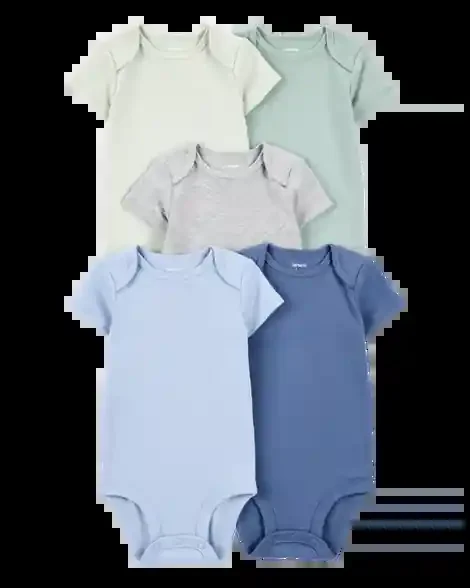 Carter‘s Baby 5-Pack Solid Short-Sleeve Cotton Bodysuits Multi 9M
