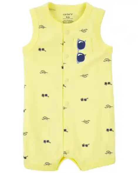 Carter‘s Baby Boy Yellow Sunglasses 1-Piece Romper Yellow 6M