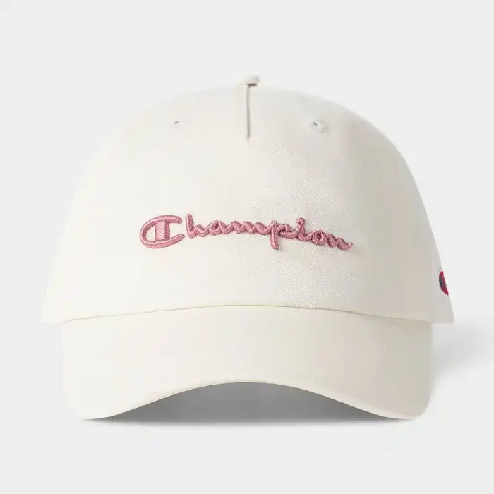 Champion Adult Script Twill Baseball Hat – Cream