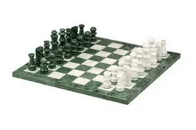 CHH 2178S 16″ Green & White Marble Chess Set