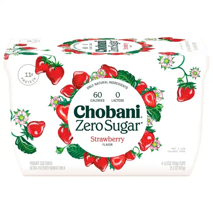 Chobani Zero Sugar Strawberry Flavor Yogurt Cups