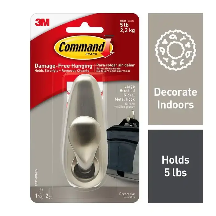Command Large Forever Classic Hook Brushed Nickel