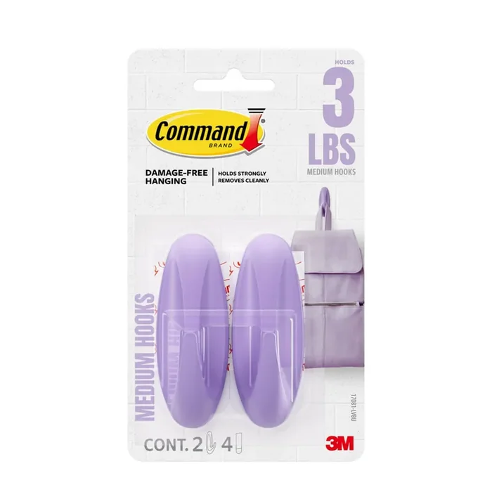 Command Lavender (purple) Medium Damage Free Designer Hooks 2-pack