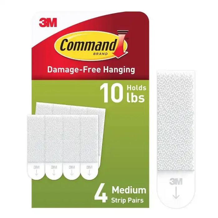 Command Medium Picture Hanging Strips White Adhesive Wall Mounting for Art & Stationery