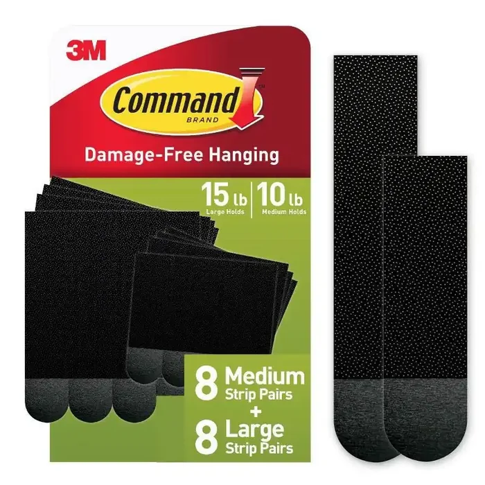 Command Picture Hanging Strips Big Pack Black Heavy Duty Adhesive Strips for Art & Office, 16 Pack