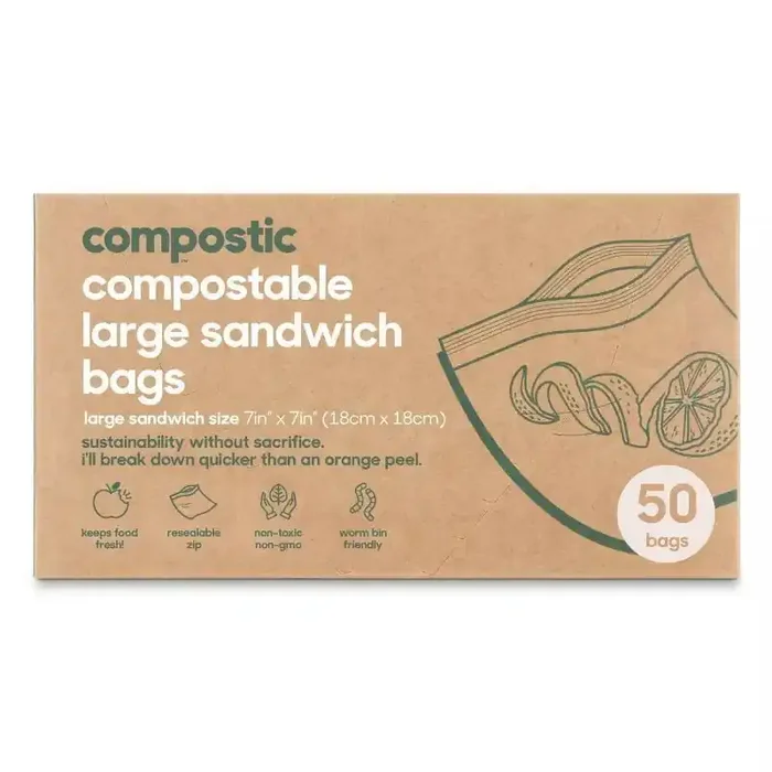 Compostic 100% Compostable Sandwich Bags – 50ct
