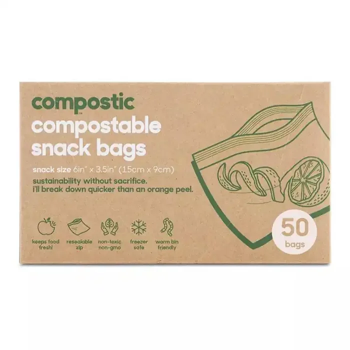 Compostic 100% Compostable Snack Bags – 50ct