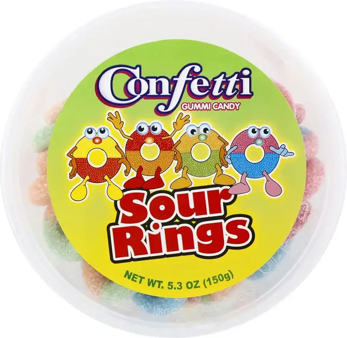 Confetti Sour Rings Gummi Candy 5.3 oz