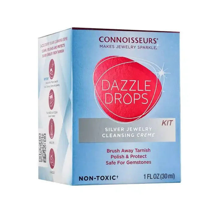 Connoisseurs Silver Jewelry Cleaner Dazzle Drops Liquid Solution for Silver, Removes Dirt, Not for Pearl, Opal, Coral