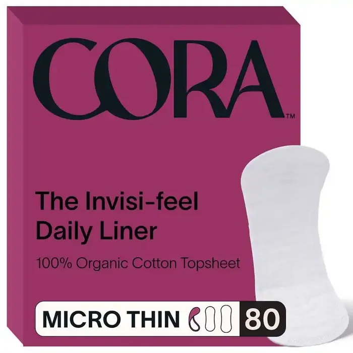 Cora Invisi-feel Daily Panty Liner Micro Thin Organic Cotton Topsheet – 80ct