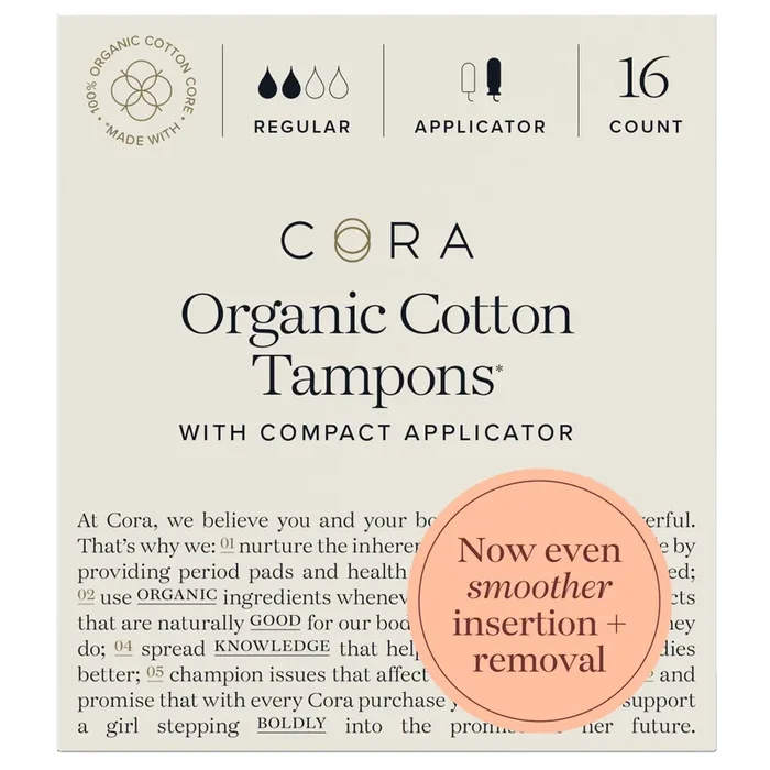 Cora Organic Cotton Tampons – Regular Absorbency