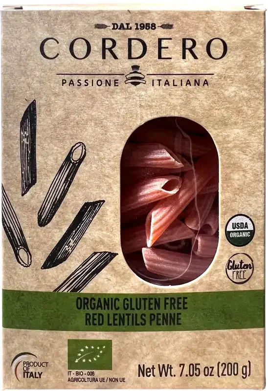 Cordero Organic Gluten Free Red Lentils Penne