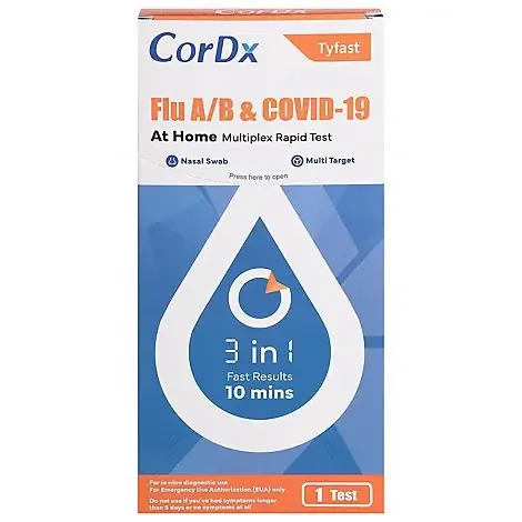 CorDx Tyfast Flu A/B & COVID-19 At Home Multiplex Rapid Test 1 ea