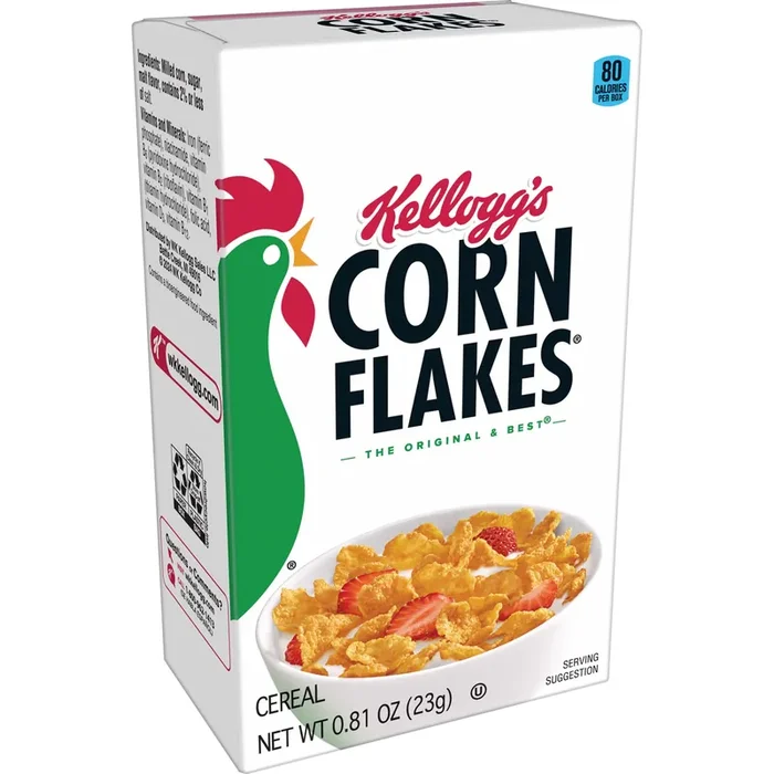 Corn Flakes Kellogg‘s Corn Flakes Breakfast Cereal, 6 Vitamins and Minerals, Healthy Snacks, Original, 0.81oz Box (1 Box)