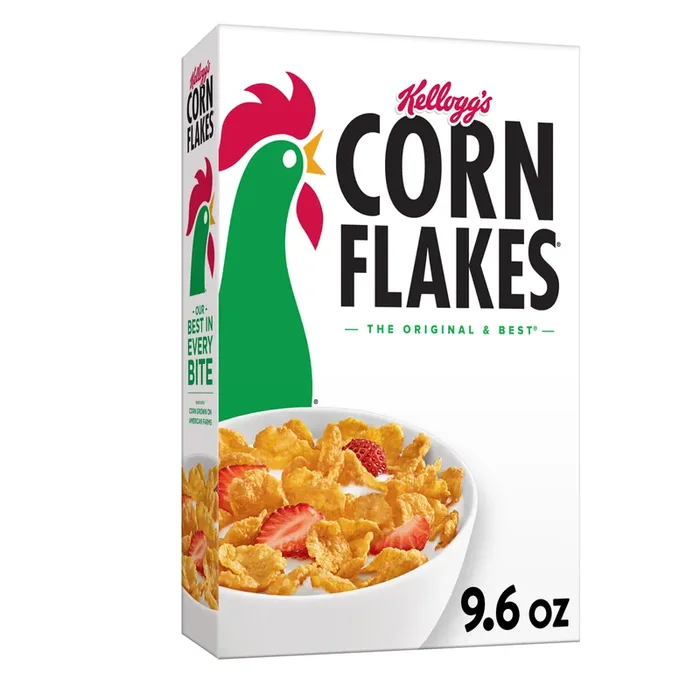 Corn Flakes Kellogg‘s Corn Flakes Breakfast Cereal, 8 Vitamins and Minerals, Healthy Snacks, Original, 9.6oz Box (1 Box)