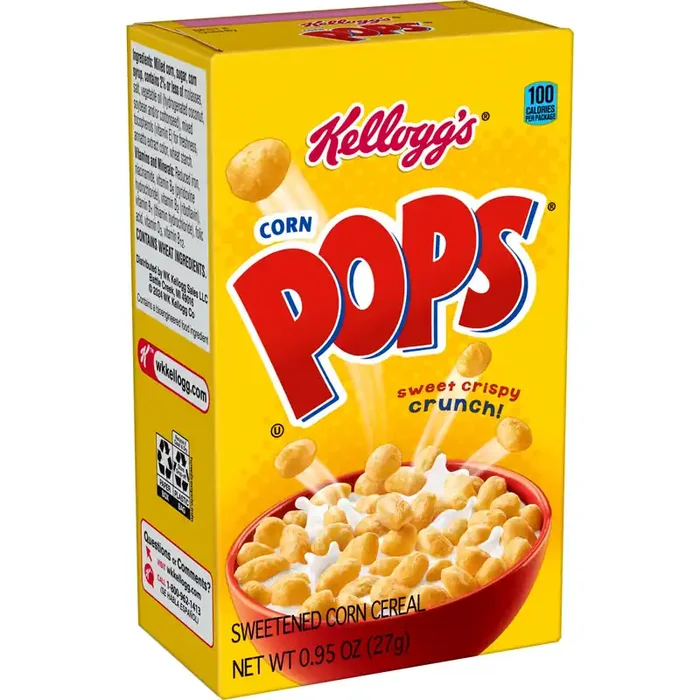 Corn Pops Kellogg‘s Corn Pops Breakfast Cereal, 7 Vitamins and Minerals, Kids Snacks, Original, 0.95oz Box (1 Box)