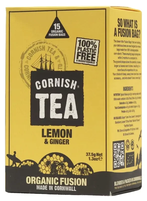 Cornish Tea Lemon & Ginger Fusion Pyramid Tea Bags