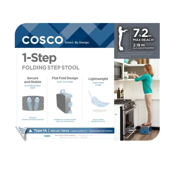 Cosco 1-Step Folding Step Stool – Blue/Gray