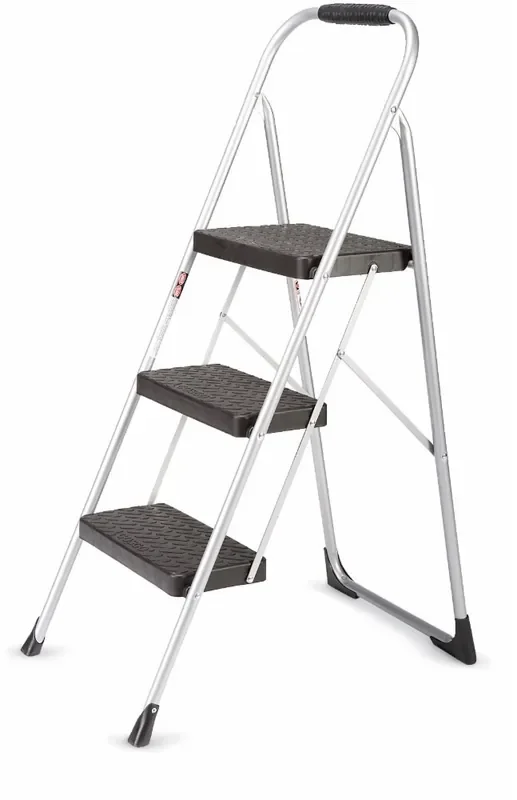 Cosco 3-Step Big Step Folding Step Stool With Rubber Hand Grip – Platinum/Black
