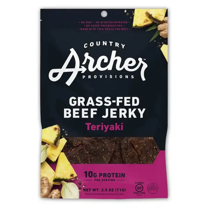 Country Archer Jerky Co. Country Archer All Natural Grass Fed Teriyaki Beef Jerky – 2.5oz
