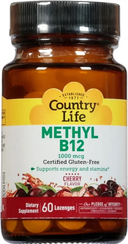 Country Life 1000 mcg Cherry Flavor Methyl B12 60 Lozenges