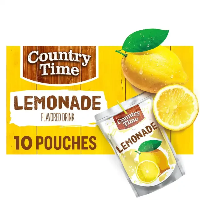 Country Time Lemonade Ready to Drink Flavored Drink Pouches, 10 ct Box, 6 fl oz Pouches