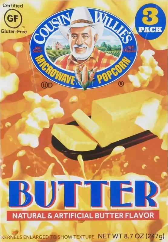 Cousin Willie‘s 3 Pack Butter Microwave Popcorn 3 ea