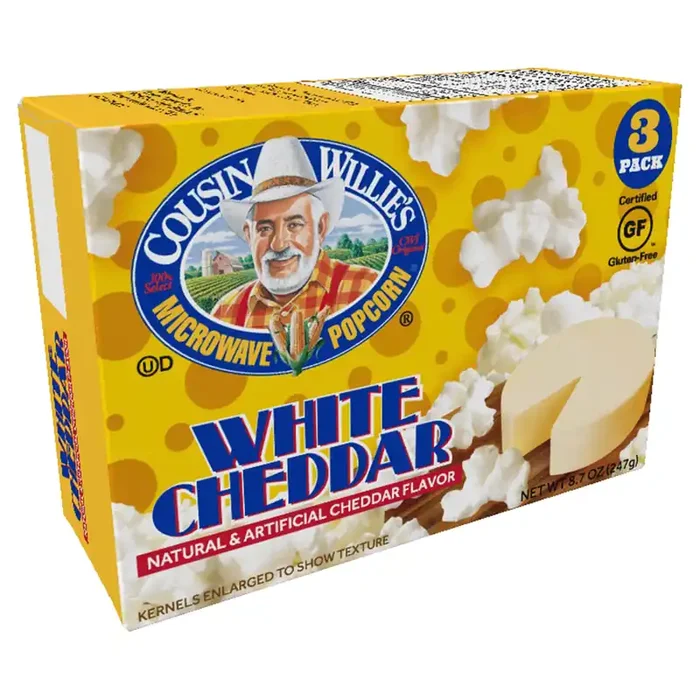 Cousin Willie‘s Microwave White Cheddar Popcorn