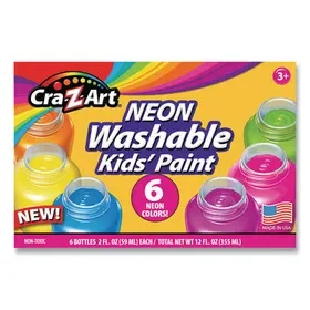 Cra-Z-Art CZA106466 Neon Washable Kids’ Paint, 6 Assorted Neon Colors, 2 oz Bottle, 6/Pack, Price/ST