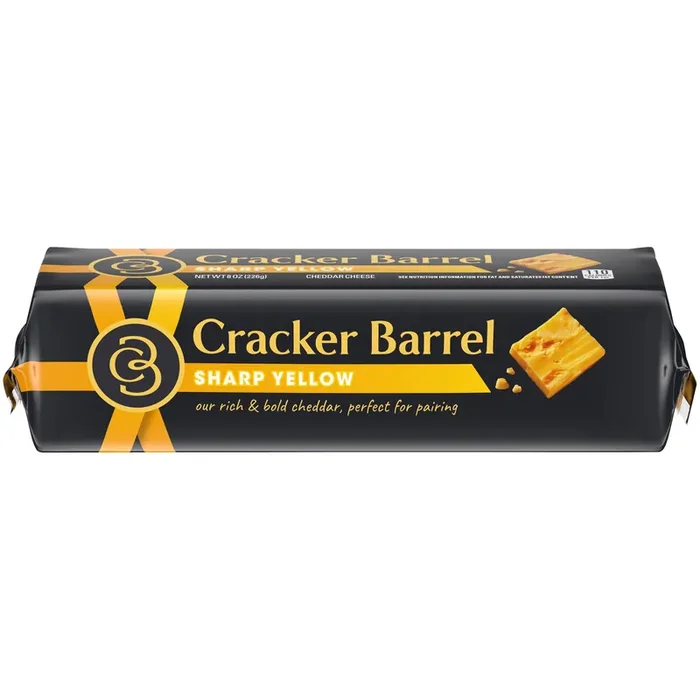 Cracker Barrel Sharp Yellow Cheddar Cheese, Block – 8 oz