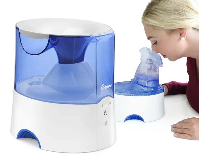 Crane 2-in-1 Warm Mist Steam Inhaler Humidifier – Blue & White