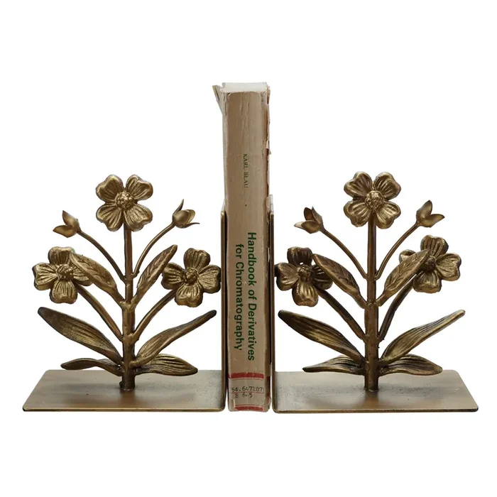 Creative Co-Op Cast Metal Flower Bookends, 2 pk