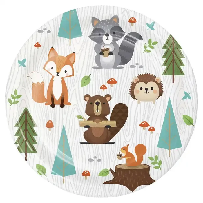 Creative Converting Wild One Woodland Animals Party Lunch Plate