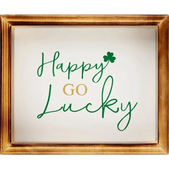 Creative Design “Happy Go Lucky” Wood-Framed Art, 5.9 In