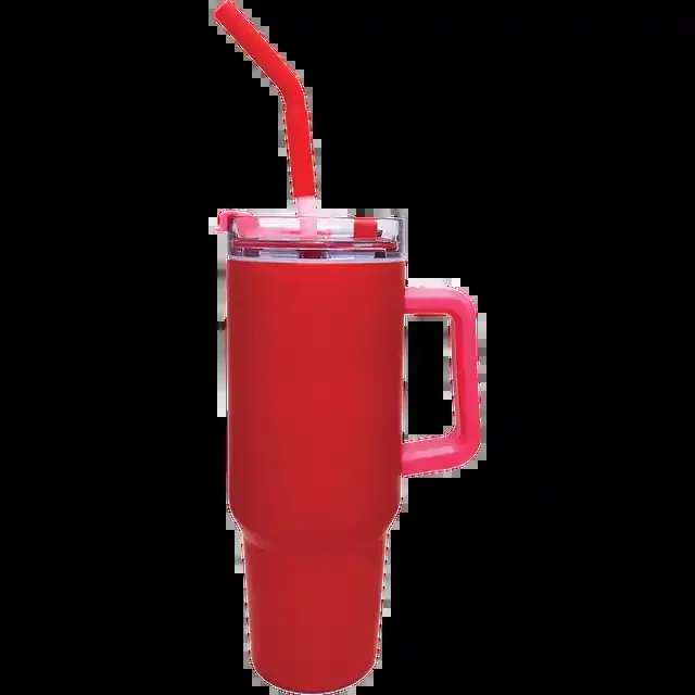 Creative Home Double Walled Mug, Matte Red & Pink, 40 Oz