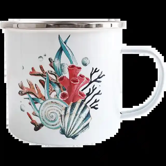 Creative Home Enamel Mug With Black Rim, 17 Oz