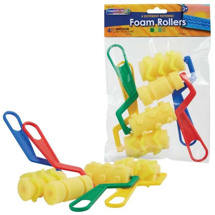 Creativity Street Foam Pattern Rollers, 4 Assorted Patterns, 6″, 4 Count