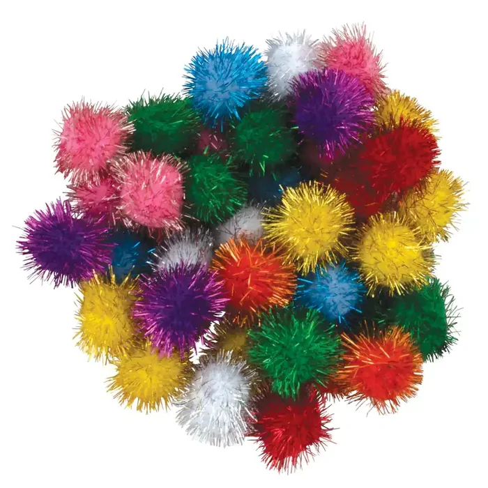 Creativity Street Glitter Pom Pons, Assorted Colors