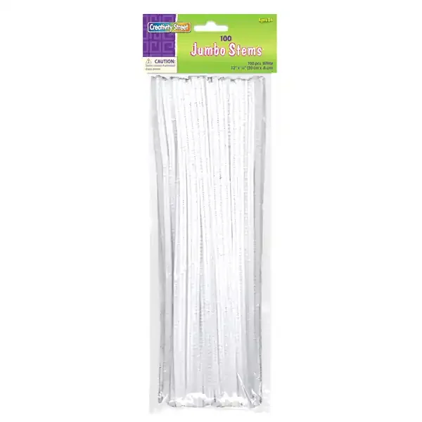 Creativity Street Jumbo Stems, White, 12″ x 6 mm