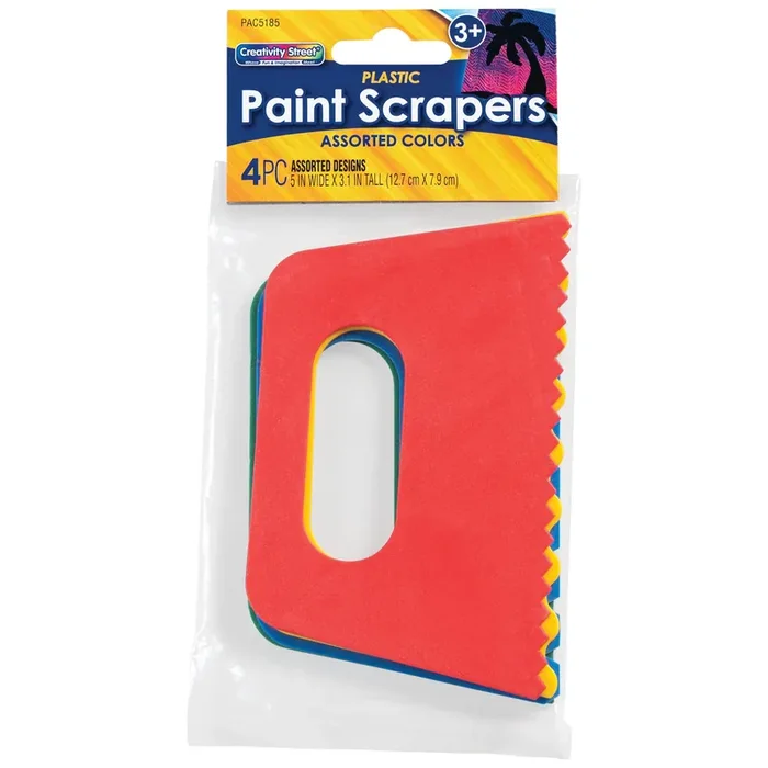 Creativity Street Paint Scrapers, Assorted Colors & Patterns, 5″ Wide, 4 Count