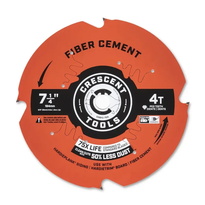 Crescent Fiber Cement 7-1/4-in 4 -Tooth Diamond Circular saw blade Individual