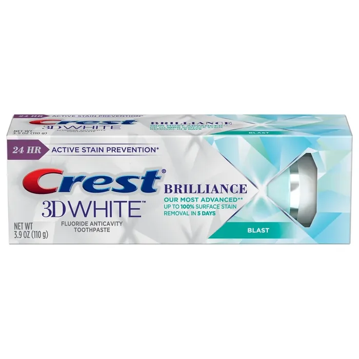 Crest 3D White Brilliance Blast Fluoride Anticavity Toothpaste 3.9 oz Box