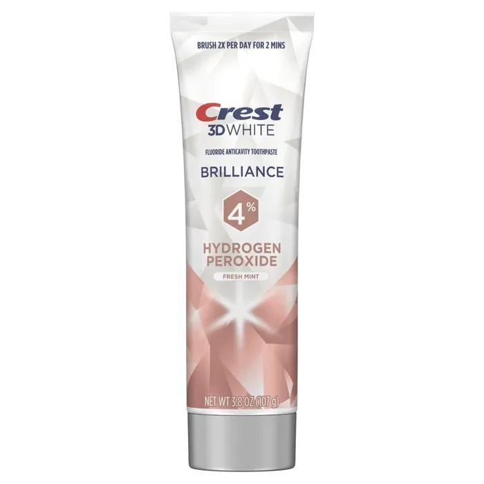 Crest 3D White Brilliance Hydrogen Peroxide Fluoride Anticavity Fresh Mint Toothpaste Large Size 3.8 oz