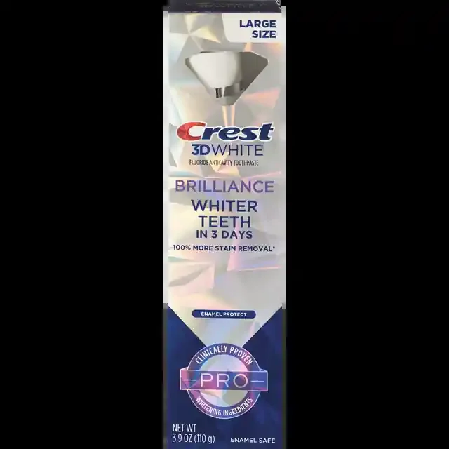 Crest 3D White Brilliance Pro Enamel Protect Teeth Whitening Toothpaste, 3.9 oz, Anticavity Fluoride Toothpaste, 100% More Surface Stain Removal, 24 Hour Active Stain Prevention