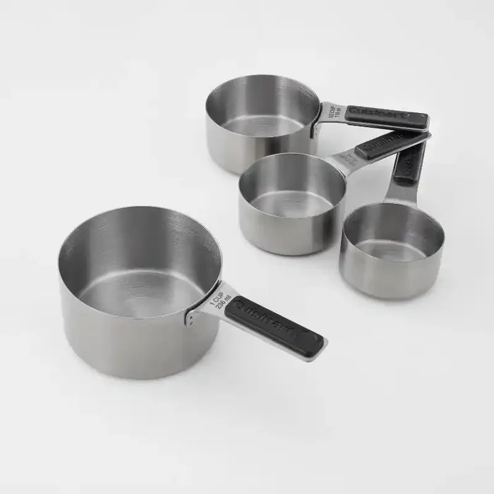 Cuisinart 4pc Stainless Steel Magnetic Measuring Cup Set Black/Silver Nesting Design, Dishwasher-Safe