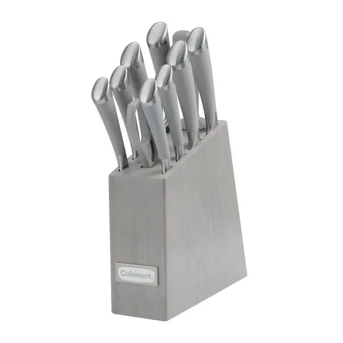 Cuisinart Classic 11pc Color Soft Touch Stainless Steel Modern Cutlery Block Set Gray Knife Set with Comfort-Grip Handle