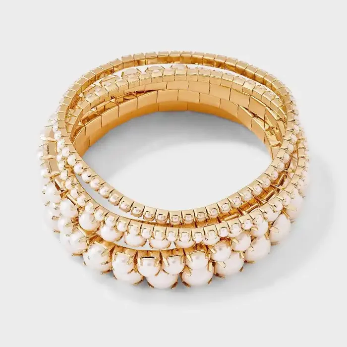 Cupchain Pearl Stretch Bracelet Set 5pc – A New Day™ Gold/Pearl