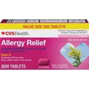 CVS Health Allergy Relief Diphenhydramine Tablets, 200 Ct