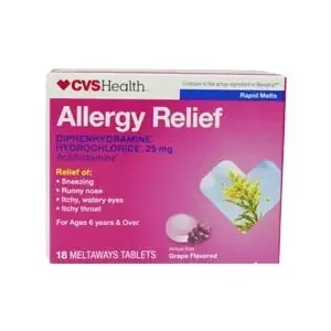 CVS Health Allergy Relief Meltaways Grape Flavored Diphenhydramine Hydrochloride Tablets