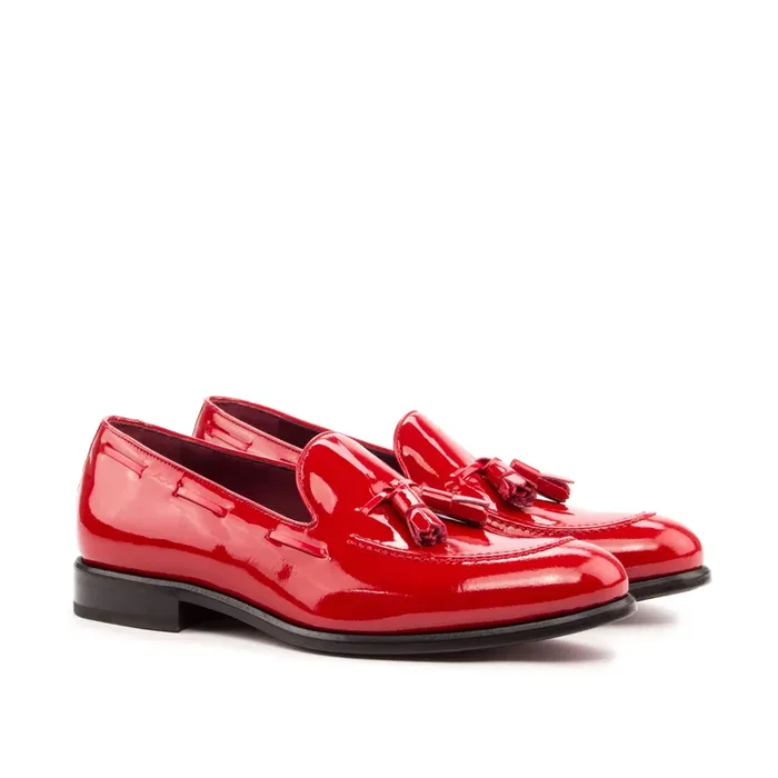 DapperFam Luciano in Red Men’s Italian Patent Leather Loafer